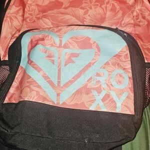 Roxy Floral Coral and Black Backpack